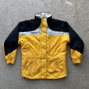 Columbia Jacket Womens Medium Full Zip Nylon Vtg Yellow Mock Neck Winter